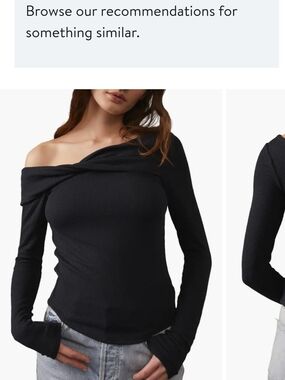 We The Free Addie Layering Top In Black Off-Shoulder Long-Sleeve Sz S